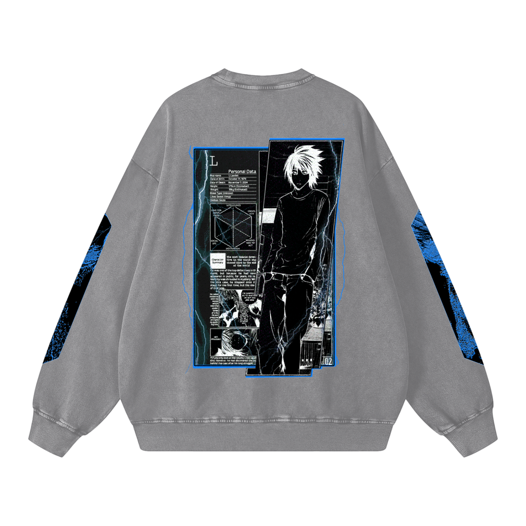 Death Note "I AM L" Snow Washed Sweatshirt