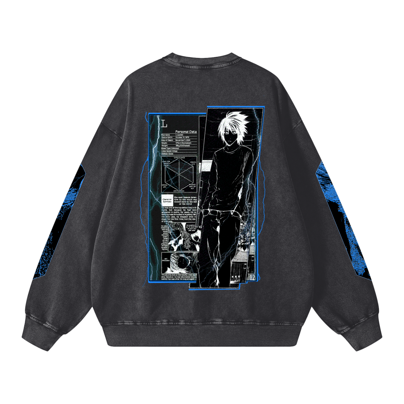 Death Note "I AM L" Snow Washed Sweatshirt