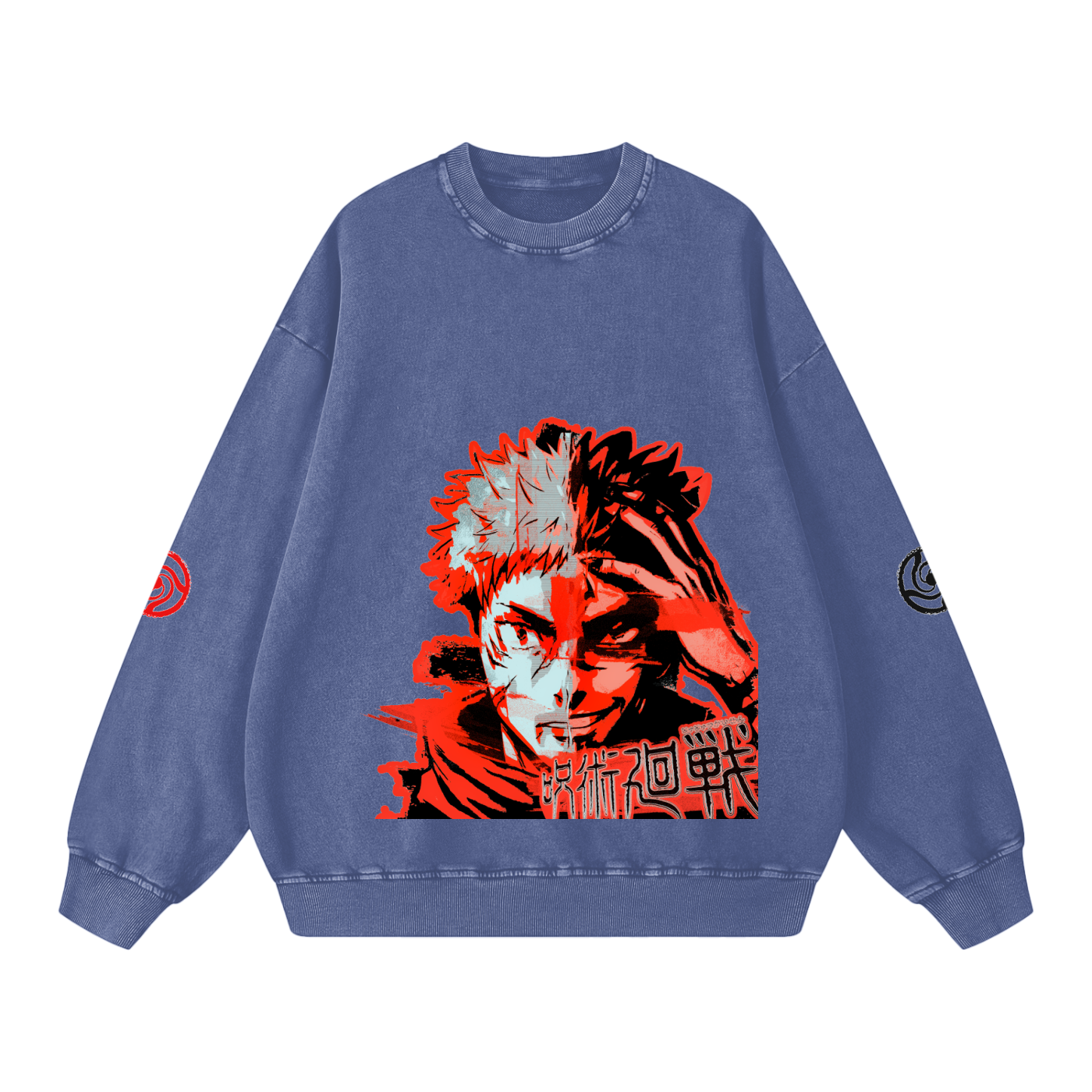 Jujutsu Kaisen Red "Yuji X Sukuna" Snow Washed Sweatshirt