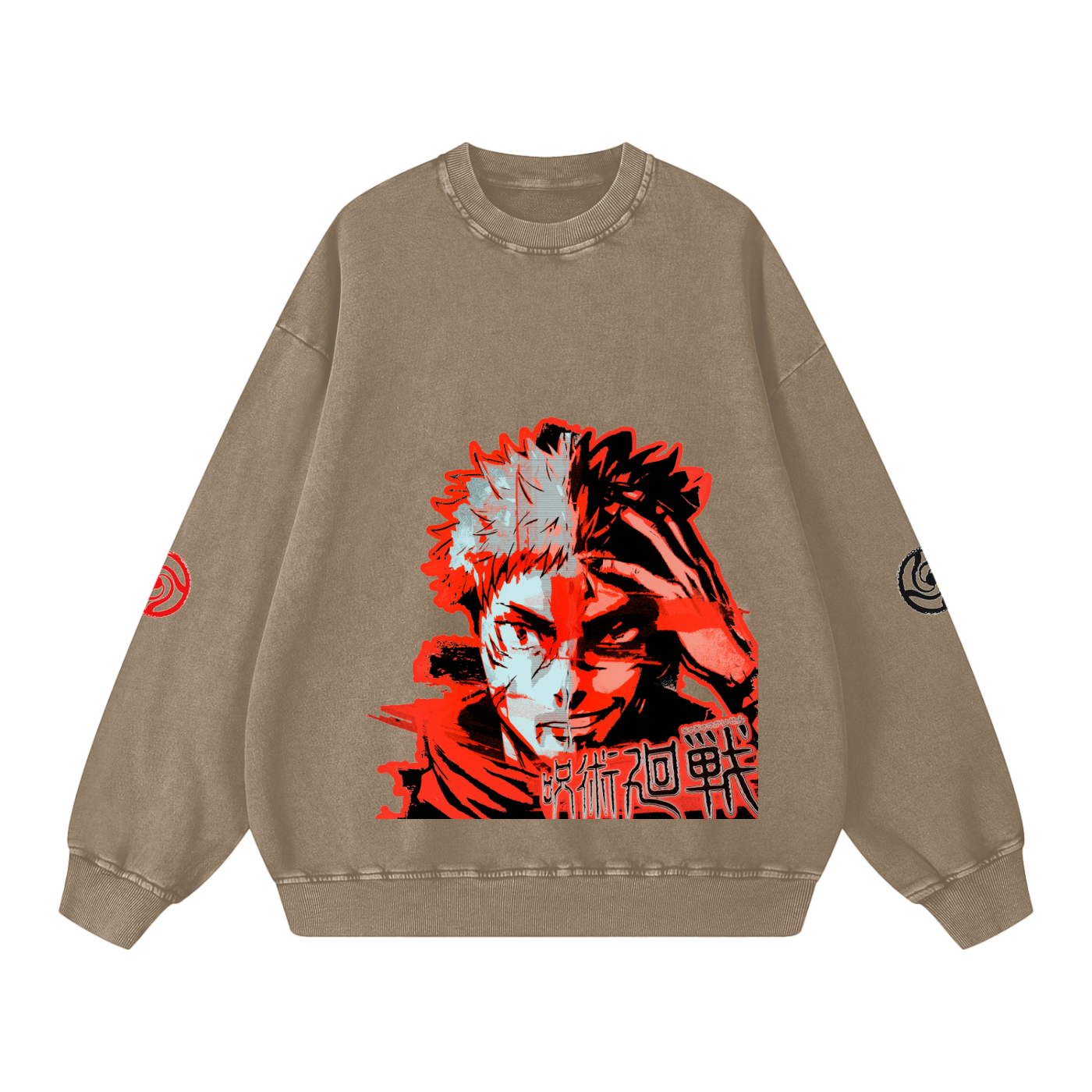 Jujutsu Kaisen Red "Yuji X Sukuna" Snow Washed Sweatshirt