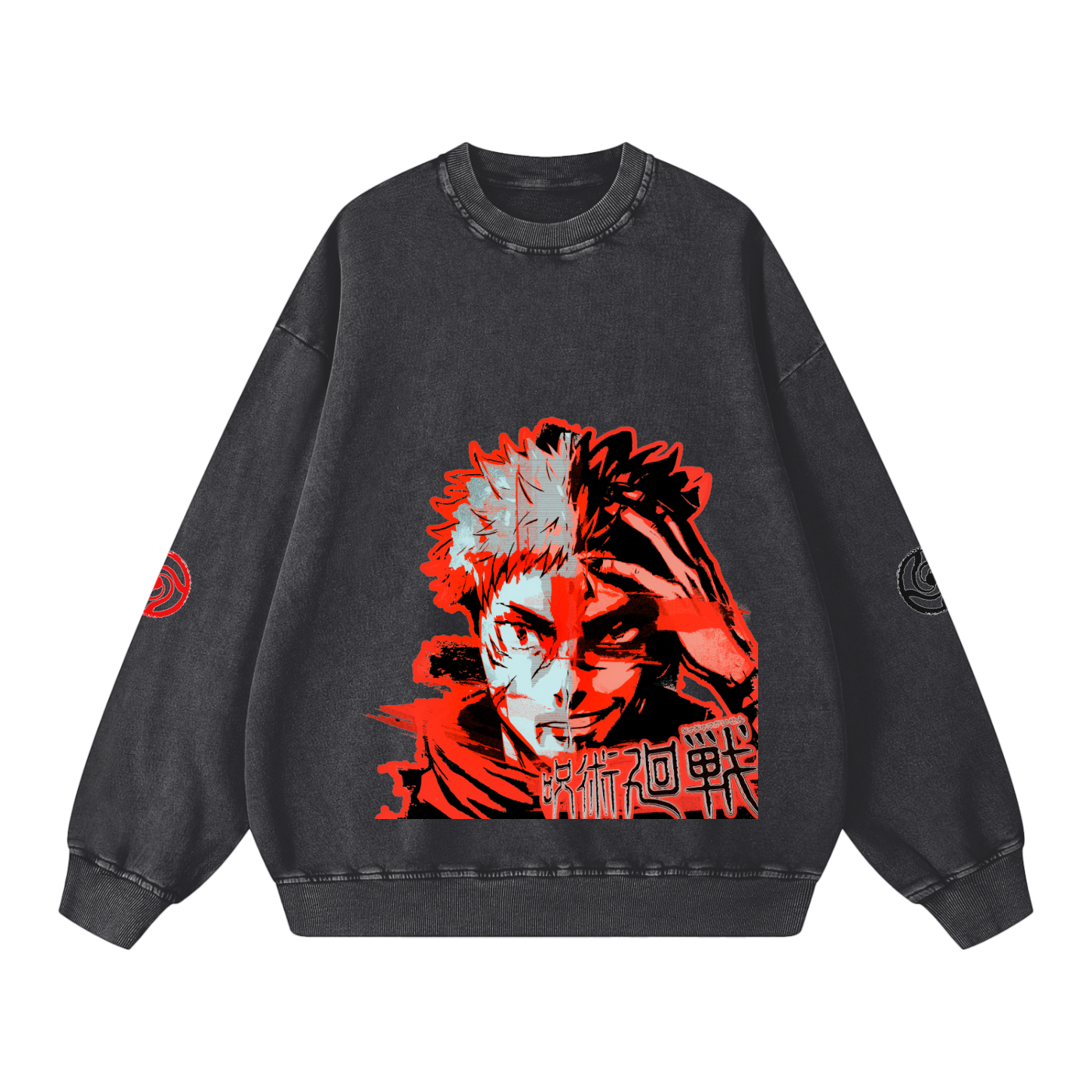 Jujutsu Kaisen Red "Yuji X Sukuna" Snow Washed Sweatshirt