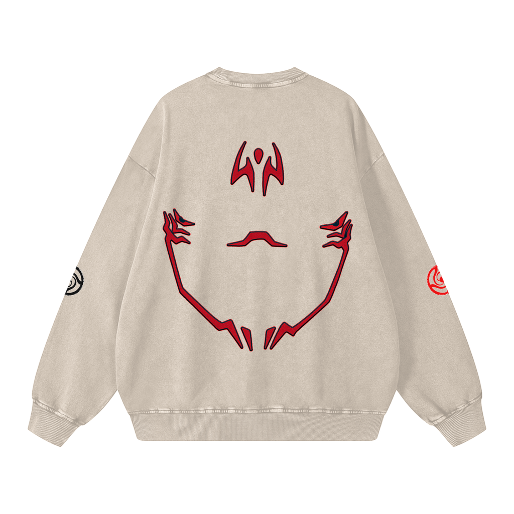 Jujutsu Kaisen Red "Yuji X Sukuna" Snow Washed Sweatshirt