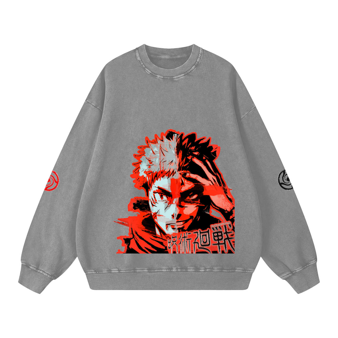 Jujutsu Kaisen Red "Yuji X Sukuna" Snow Washed Sweatshirt